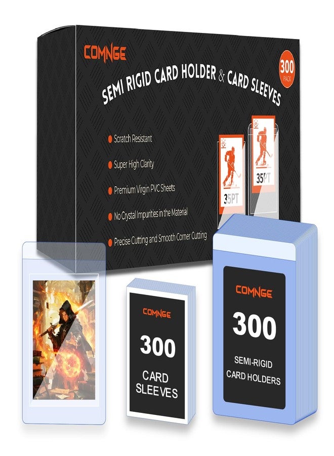 Comnge 600ct Semi Rigid Card Holder - Ultra Clear Waterproof TCG Protectors, with 1/2'' Protective Lip, Card Sleeves for BGS, SGC Grading Submission, Secure Shipping & Collectible Storage - Image 1